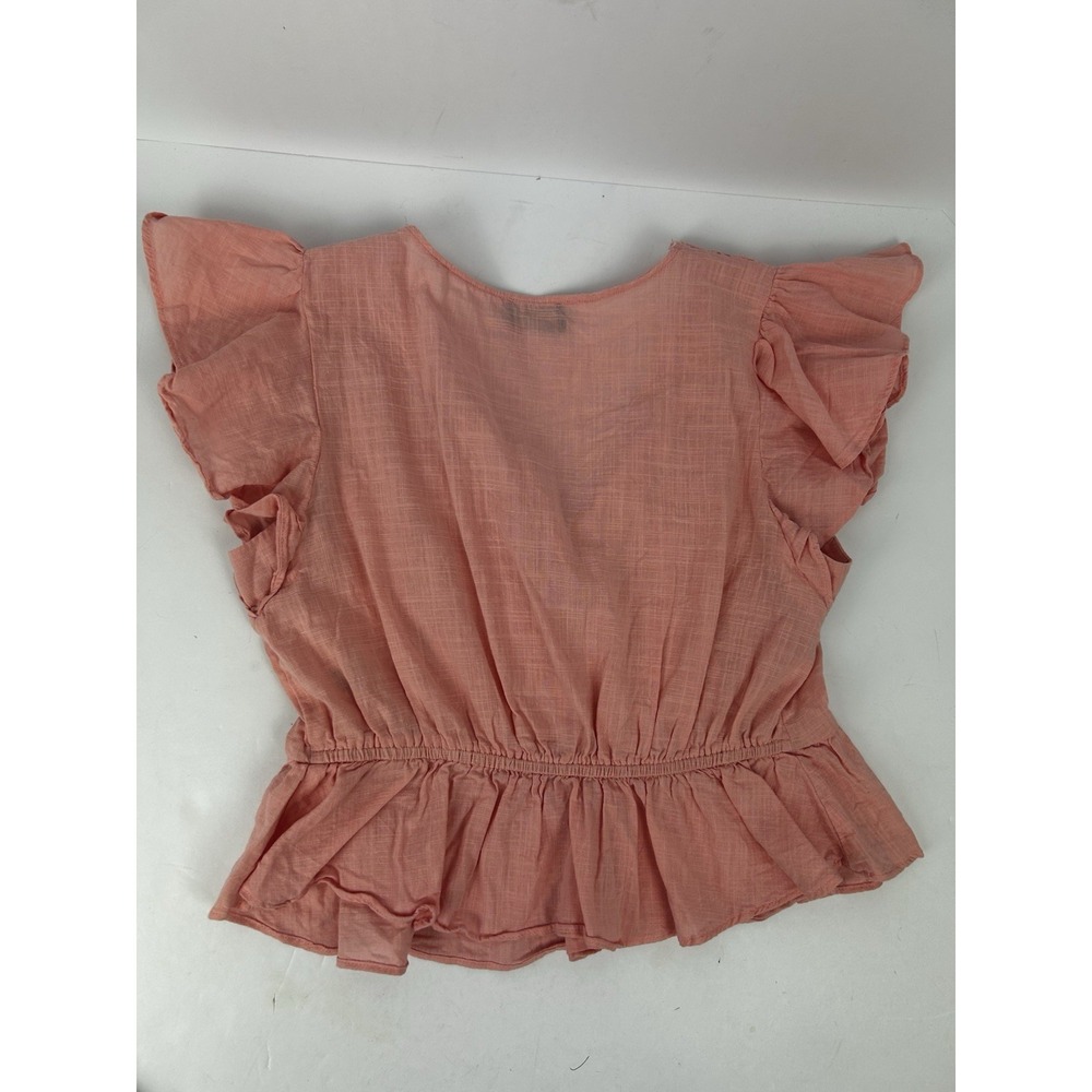 Peach Cropped Ruffled Milk And Honey Embroidered Women's Top Sz Medium - Picture 2 of 6